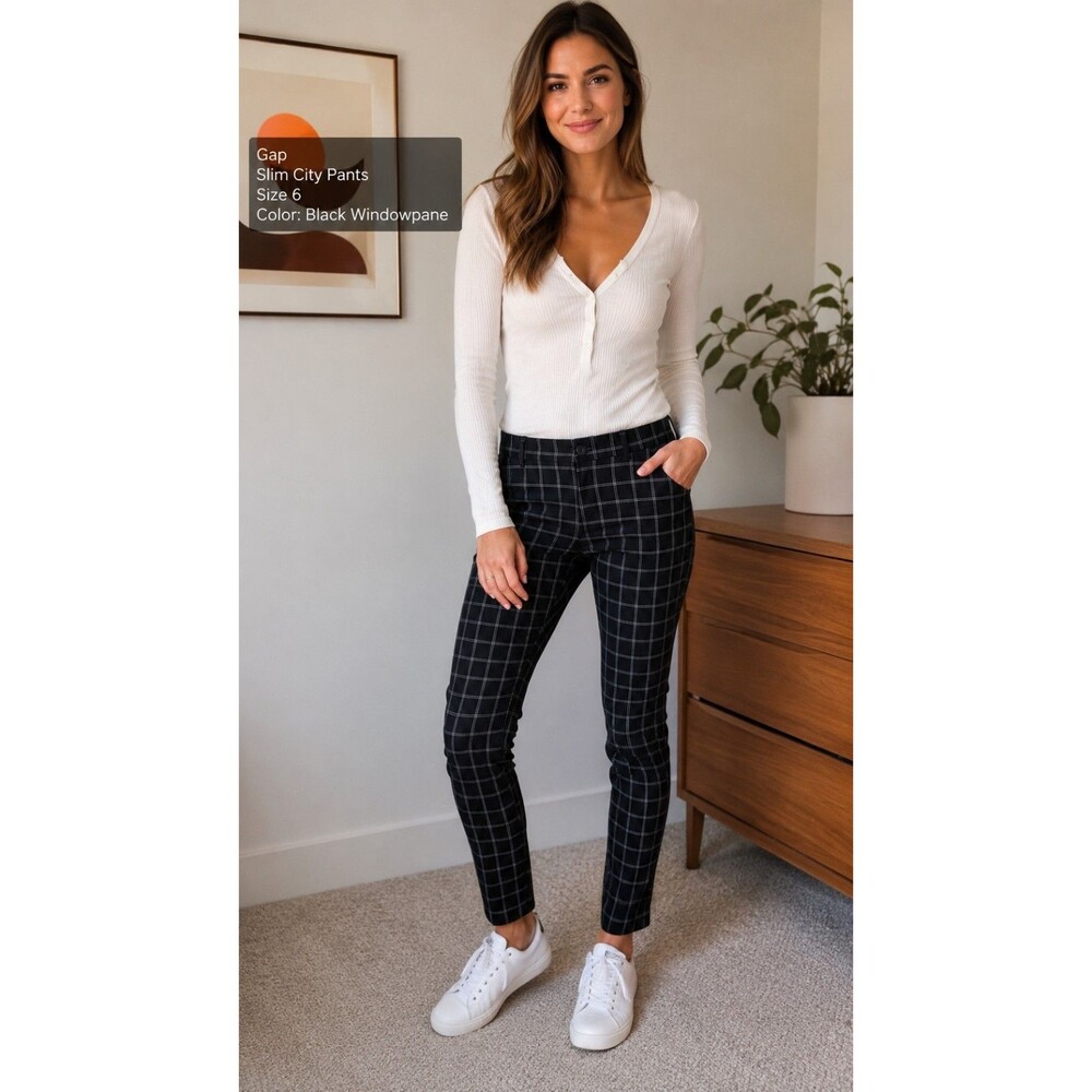 Gap Slim City Ankle Pants Size 6 Black and White